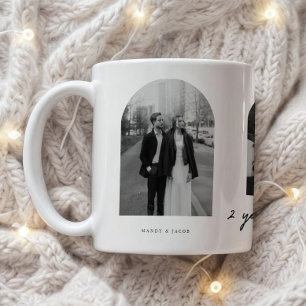 Modern 2-Year Anniversary Couple Photo Arch Coffee Mug