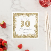 Modern "30 and Fabulous" Gold Gitter Personalised