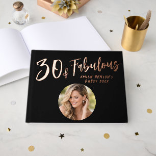 Modern 30 and Fabulous Photo 30th Birthday Party Guest Book