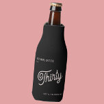 Modern 30 Thirty Birthday Black Pink Bottle Cooler<br><div class="desc">A modern chic typography design in blush pink on black to celebrate your landmark thirtieth birthday in style.  Change the text to personalise.</div>