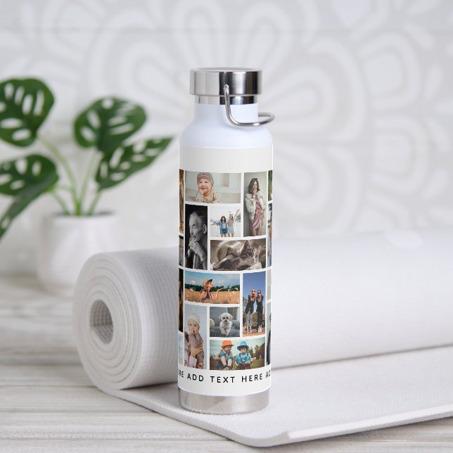Modern 30 x Photo Collage Grid Personalised Water Bottle (Yoga)