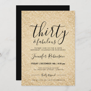 Modern 30th Birthday Gold Glitter Glam Invitation