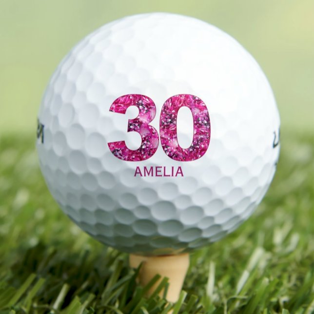 Modern 30th birthday golf balls 30 pink initials (Creator Uploaded)