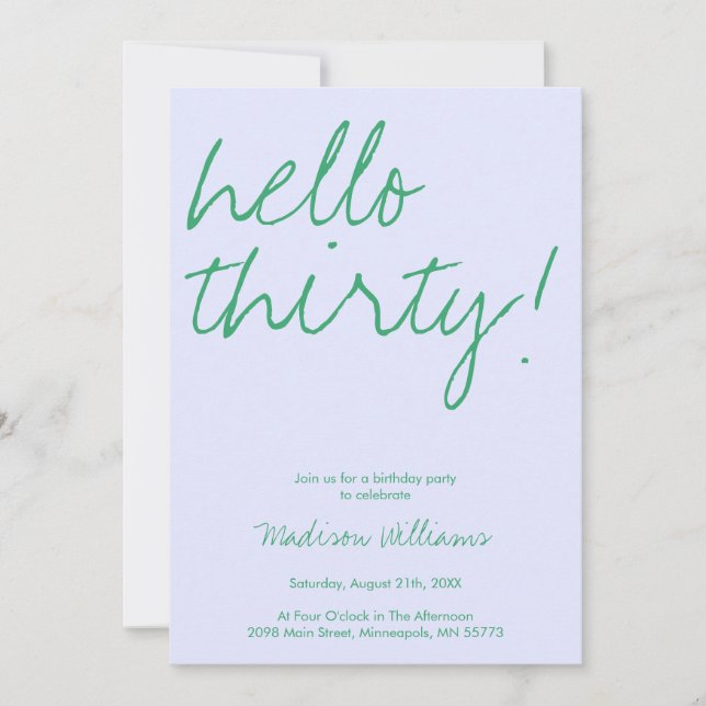 Modern 30th Birthday Invitation (Front)