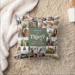 Modern 30th birthday multi photo script gift  cushion<br><div class="desc">Modern minimal multi photo script 30th birthday pillow gift. Ideal gift available for mums,  dads,  grand,  grandad of any family member. Stunning elegant script text. sage green and white</div>