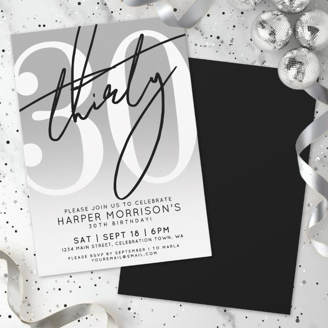 Modern 30th Birthday Party Invitation (Modern 30th Birthday Party Invitation)