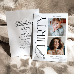 Modern 30th Birthday Photo Invitation