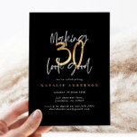 Modern 30th birthday typography black and gold<br><div class="desc">Modern 30th birthday typography black and gold effect birthday invitation. Modern script text monochrome design. Part of a collection.</div>
