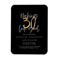 Modern 30th birthday typography black and gold