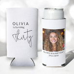 Modern 30th Thirty Photo Birthday Party Can Cooler<br><div class="desc">Celebrate the big 3-0 in style with this Modern 30th Thirty Photo Birthday Party Can Cooler! Featuring a sleek and contemporary design, this customisable can cooler allows you to showcase your favourite photo, adding a personal and fun touch to your milestone celebration. Perfect for keeping drinks cold while serving as...</div>