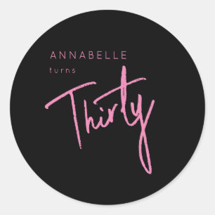 Modern 30th Thirty Thirtieth birthday party Classic Round Sticker