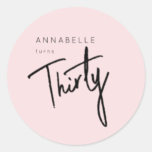 Modern 30th Thirty Thirtieth birthday party Classic Round Sticker
