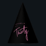 Modern 30th Thirty Thirtieth birthday Party Hat<br><div class="desc">Custom 30th birthday black and pink paper hats perfect for thirtieth birthday party celebrations.  Customise with your own name.  Colours can be edited in the design tool. Please use the message me button below for help with further customisation and special requests.  © Zoe Chapman Design</div>