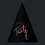 Modern 30th Thirty Thirtieth birthday Party Hat<br><div class="desc">Custom 30th birthday black and pink paper hats perfect for thirtieth birthday party celebrations.  Customise with your own name.  Colours can be edited in the design tool. Please use the message me button below for help with further customisation and special requests.  © Zoe Chapman Design</div>
