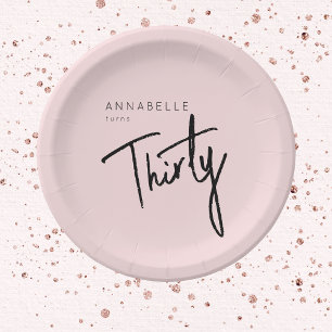 Modern 30th Thirty Thirtieth birthday party Paper Plate