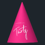 Modern 30th Thirty Thirtieth birthday pink Party Hat<br><div class="desc">Custom 30th birthday hot pink paper hats perfect for thirtieth birthday party celebrations.  Customise with your own name.  Colours can be edited in the design tool. Please use the message me button below for help with further customisation and special requests.  © Zoe Chapman Design</div>