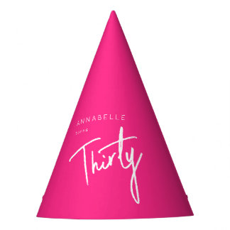 Modern 30th Thirty Thirtieth birthday pink Party Hat