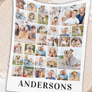 Modern 33 Photo Collage Personalised Pictures Fleece Blanket