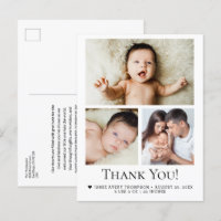 Modern 3 Baby Photo Birth Stats Thank you