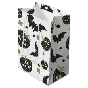 Modern 3 Eyed Pumpkin And Bats Halloween  Medium Gift Bag