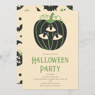 Modern 3-Eyed Pumpkin Halloween Party Invitation
