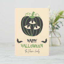 Modern 3-Eyed Pumpkin Happy Halloween Family Name