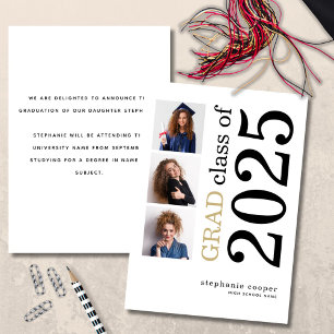 Modern 3 photo 2022 White Graduation Announcement
