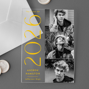 Modern 3 Photo Acrylic Graduation Announcement