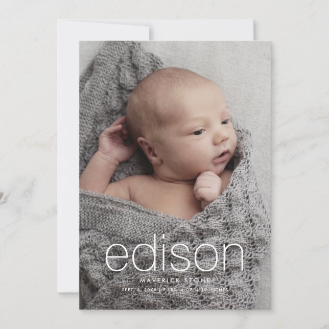 Modern 3 photo Baby Birth Announcement (Front)