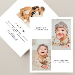 Modern 3 Photo Baby Shower Thank You