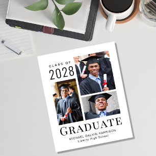Modern 3 Photo Budget Graduation Announcement