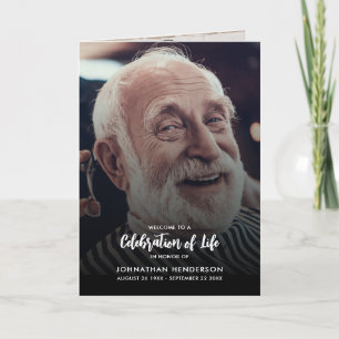 Modern 3-Photo Celebration of Life Funeral Program Programme
