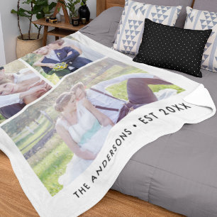 Modern 3 Photo Collage Editable Colour Fleece Blanket