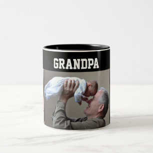 Modern 3 Photo Collage First Grandfather Mug