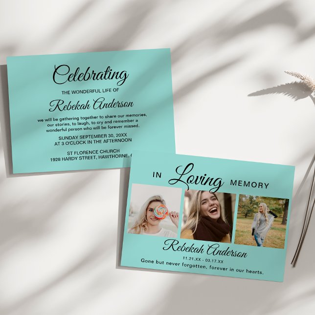 Modern 3 Photo Collage Funeral Announcement (Creator Uploaded)