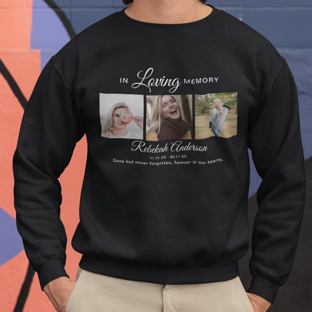 Modern 3 Photo Collage Funeral Sweatshirt (Creator Uploaded)