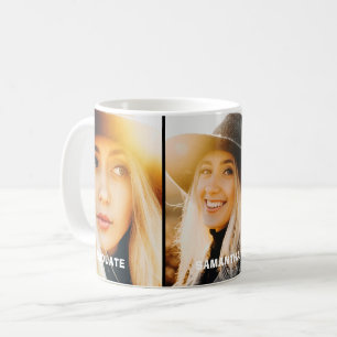 Modern 3 Photo Collage Graduation Coffee Mug