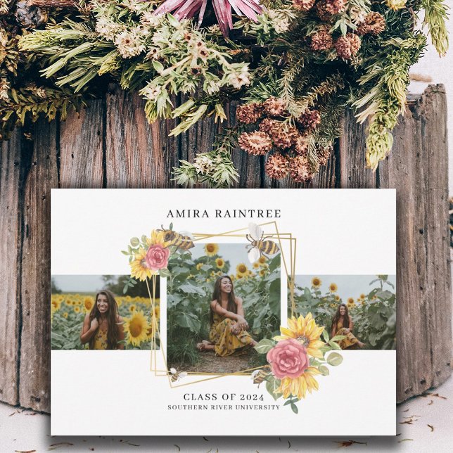 Modern 3 Photo Collage Graduation Invitation (Creator Uploaded)