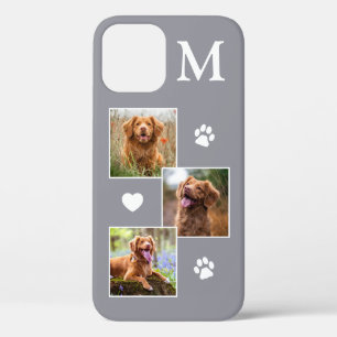 Modern 3 Photo Collage Grey Pet Dog iPhone 12 Pro Case