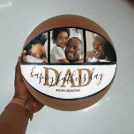 Modern 3 Photo Collage | Happy Fathers Day Basketball<br><div class="desc">Looking for a fun unique gift for fathers day, this cool basketball is the perfect keepsake for Dads, stepdads, new dads, bonus dads and dog dads. The ball features 3 photos and the template message reads 'HAPPY FATHERS DAY DAD' and is personalised with your childs name. All font styles, sizes...</div>