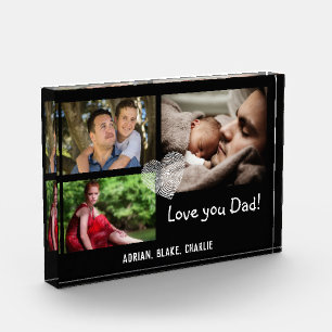 Modern 3 Photo Collage Love You Dad Gift Block