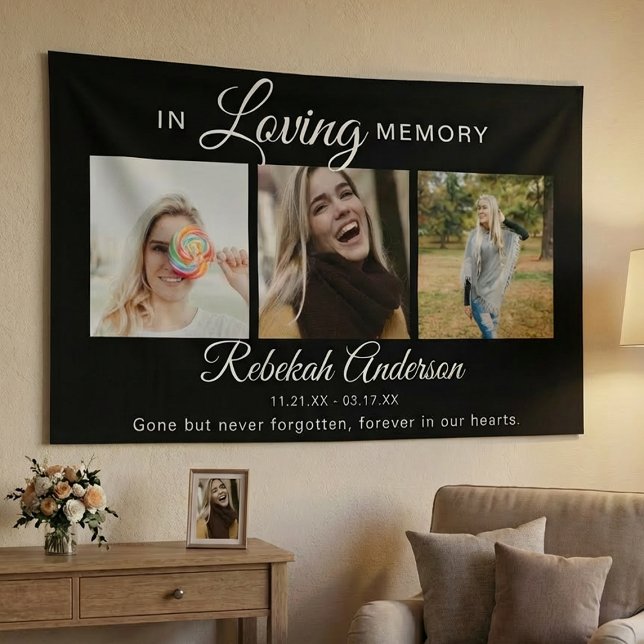 Modern 3 Photo Collage Memorial Banner (Creator Uploaded)