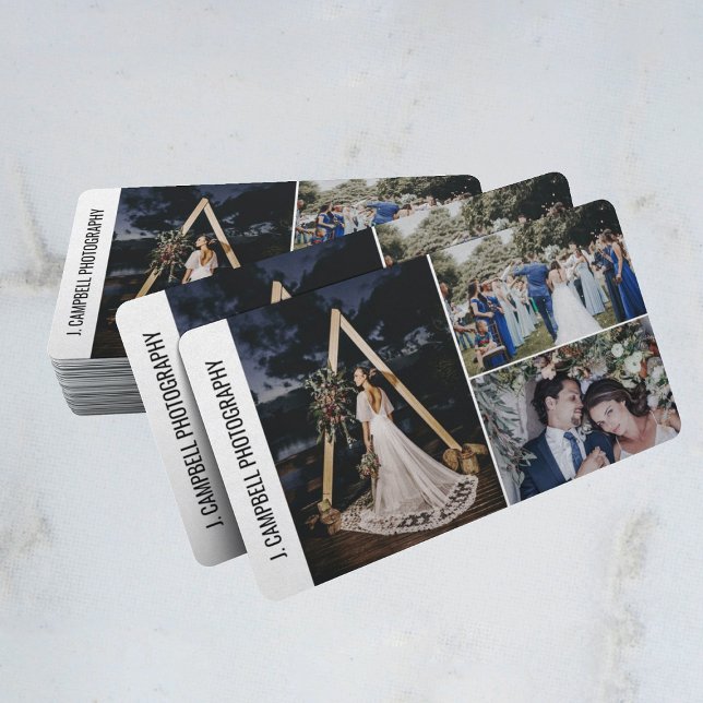 Modern 3 Photo Collage Professional Photographer Business Card (Creator Uploaded)