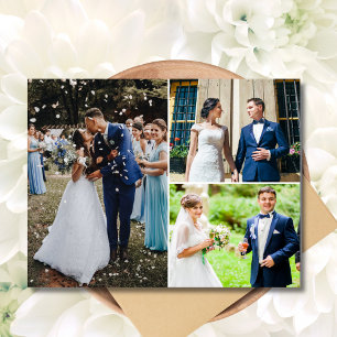 Modern 3 Photo Collage Wedding Thank You  Postcard