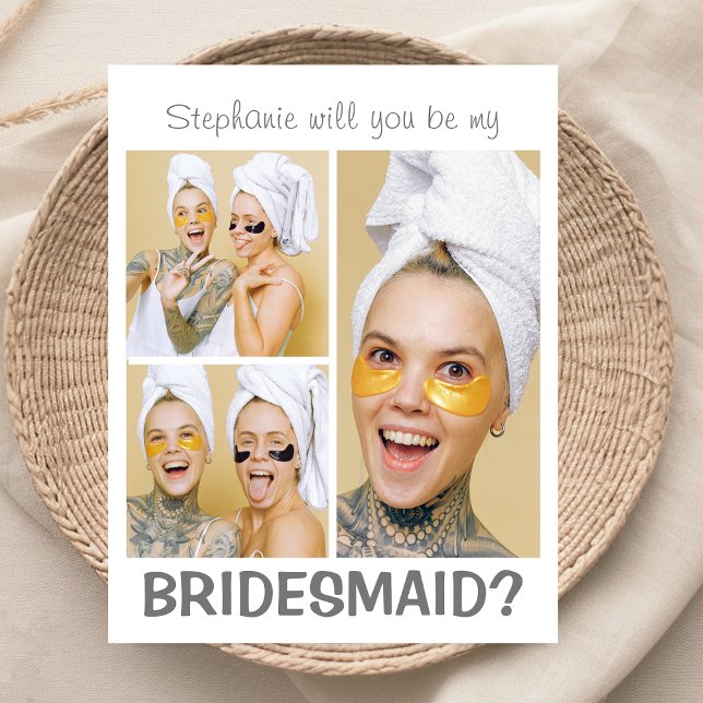 Modern 3 Photo Collage | Will You Be My Bridesmaid (Creator Uploaded)