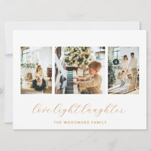 Modern 3 Photo Family Holiday Card