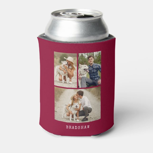 Modern 3 Photo Gallery Personalised Can Cooler (Can Back)