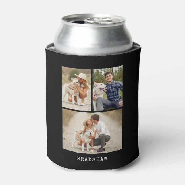 Modern 3 Photo Gallery Personalised Can Cooler (Can Front)