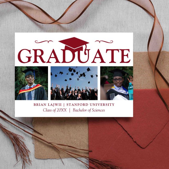 Modern 3 Photo Graduation Announcement (Creator Uploaded)