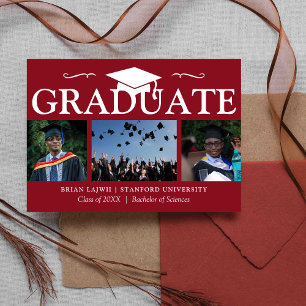 Modern 3 Photo Graduation Announcement